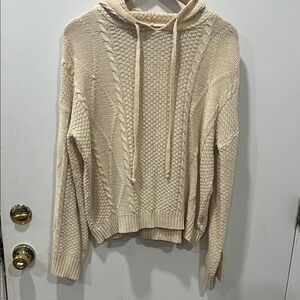 MISSLOOK Cream Cable Knit Cowl Sweater